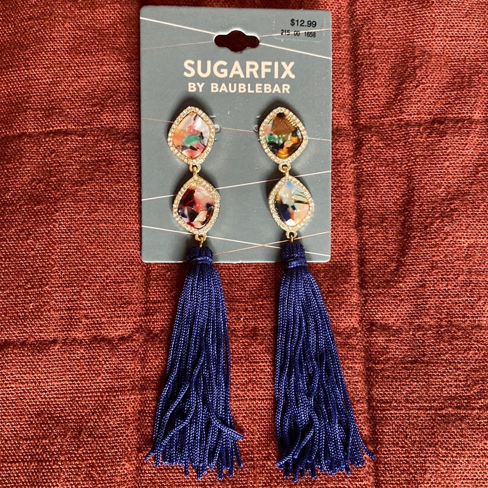 Blue tassel earrings